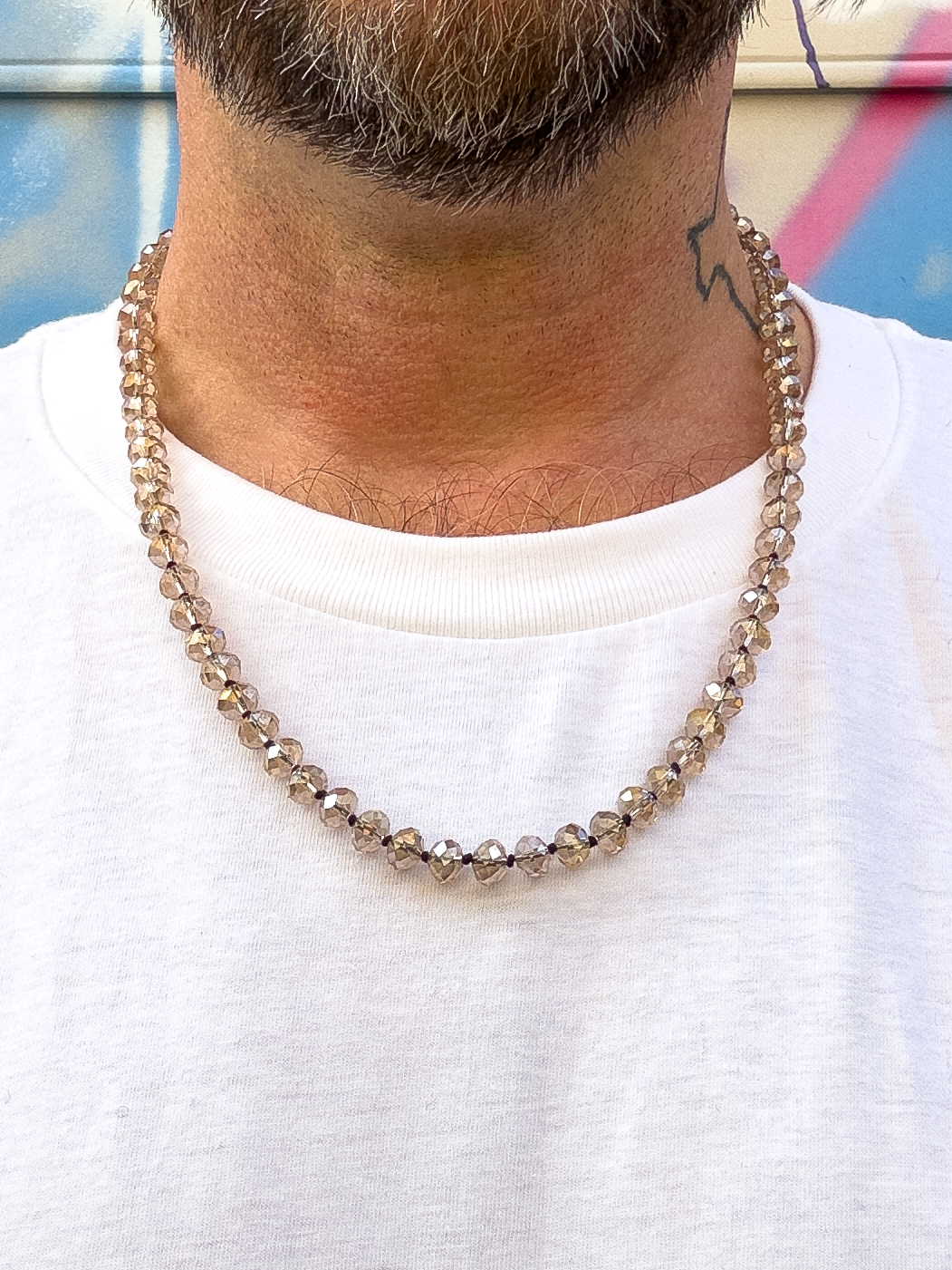 Knotted Glass Necklace—Honey