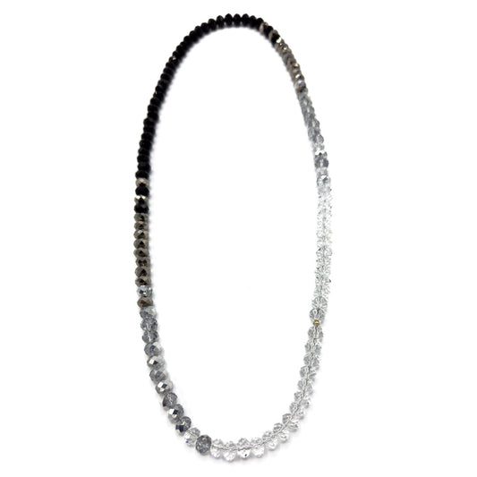Large Crystal Necklace - Black/Transparent