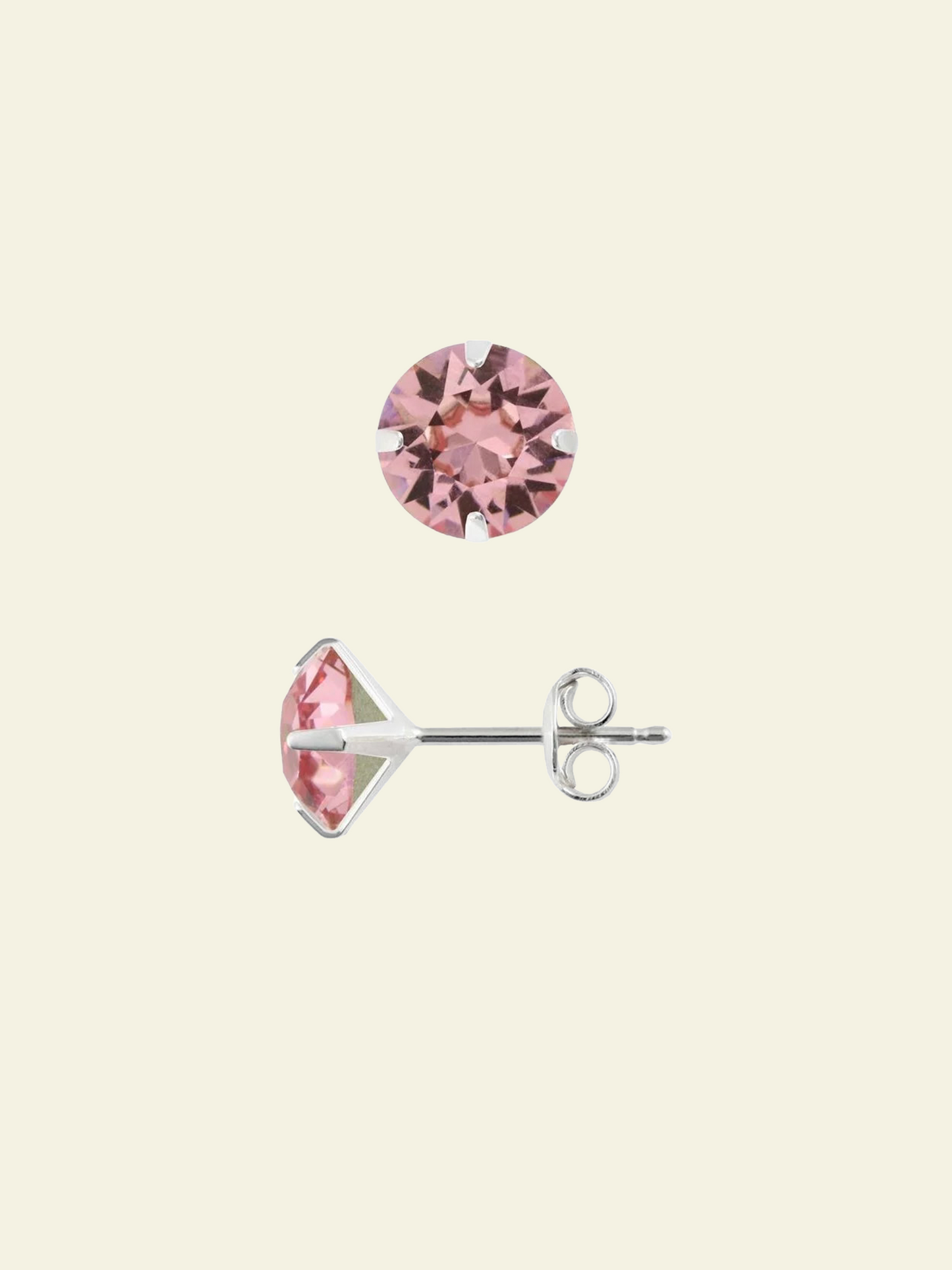 Stud—6mm Light Rose Chaton