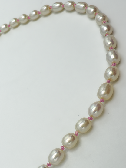 White Pearls w Pink Cord